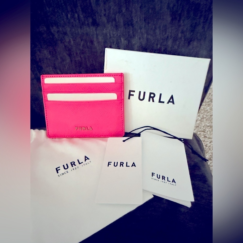 Furla authentic Vibrant hot Pink Card Case all included NWT